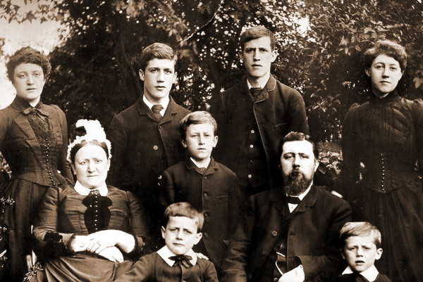 The Grundey family in typical Victorian pose