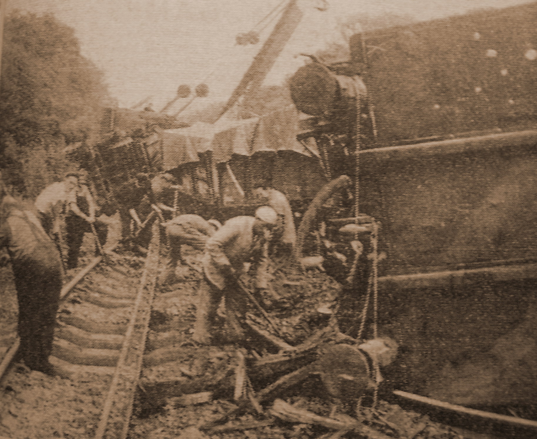Some of the 33 derailed wagons