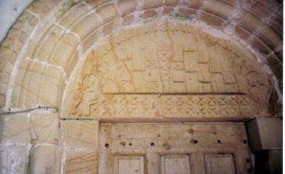 Medieval carving, Tissington Church.