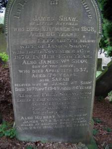 Hubert Shaw - Hayfield Cemetery.